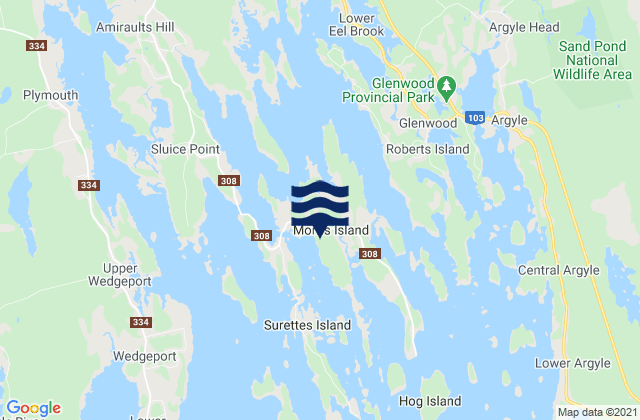 Morris Island, Canadaの潮見表地図