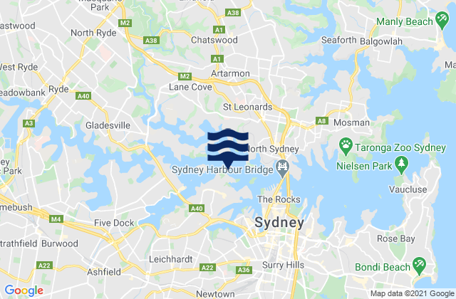 Mort Bay, Australiaの潮見表地図