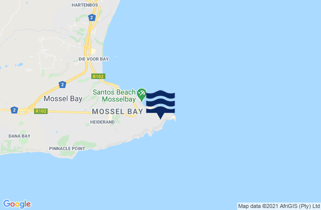 Mossel Bay, South Africaの潮見表地図