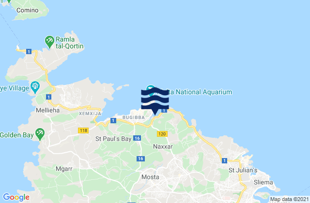 Mosta, Maltaの潮見表地図