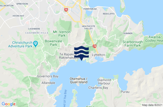 Motukauatirahi/Cass Bay, New Zealandの潮見表地図