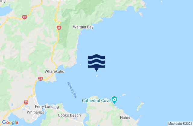Motukorure Island (Centre Island), New Zealandの潮見表地図