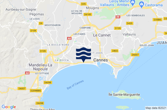 Mougins, Franceの潮見表地図