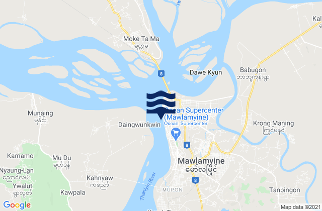 Moulmein, Myanmarの潮見表地図