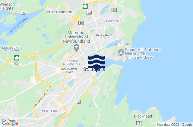Mount Pearl, Canadaの潮見表地図