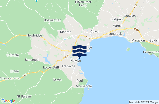 Mounts Bay (Penzance), United Kingdomの潮見表地図