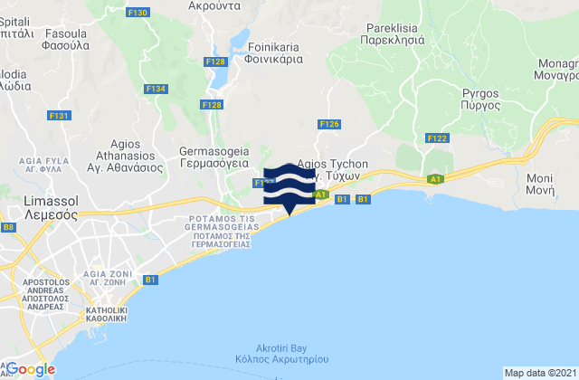 Mouttagiáka, Cyprusの潮見表地図