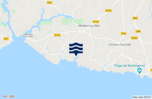 Moëlan-sur-Mer, Franceの潮見表地図