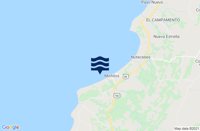 Moñitos, Colombiaの潮見表地図