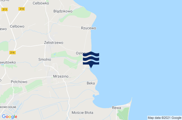 Mrzezino, Polandの潮見表地図