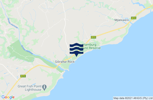 Mtati, South Africaの潮見表地図