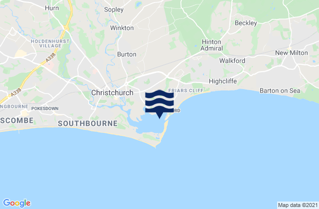 Mudeford, United Kingdomの潮見表地図