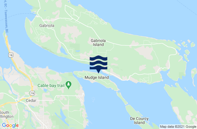 Mudge Island, Canadaの潮見表地図
