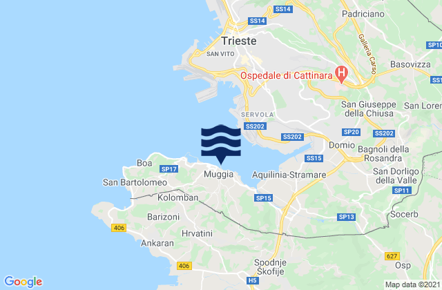 Muggia, Italyの潮見表地図