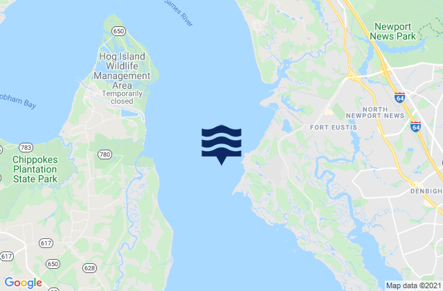 Mulberry Point Fort Eustis, United Statesの潮見表地図
