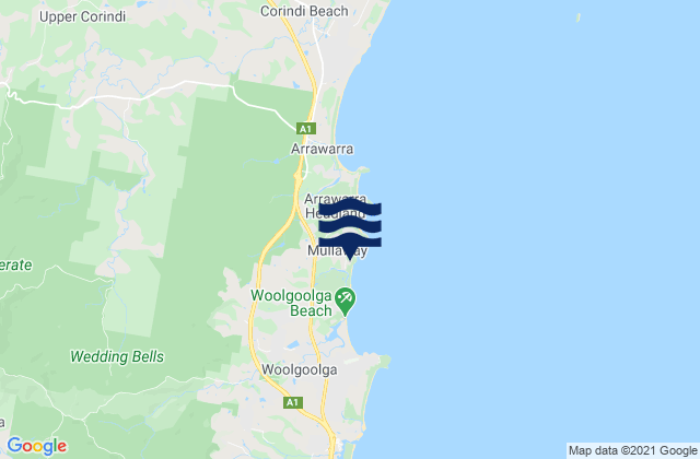 Mullaway, Australiaの潮見表地図