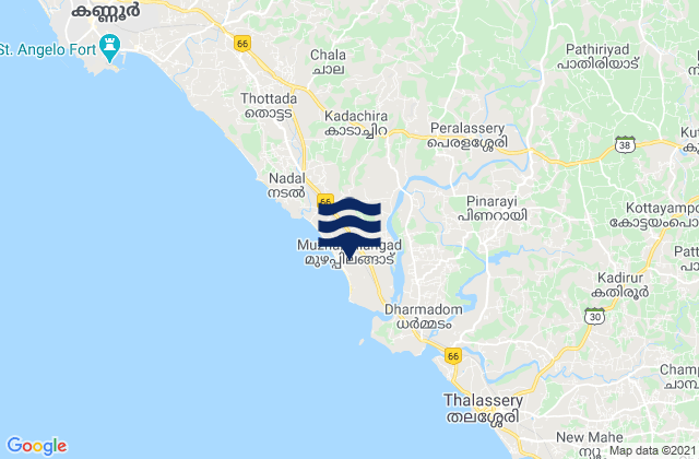 Muluppilagadu, Indiaの潮見表地図