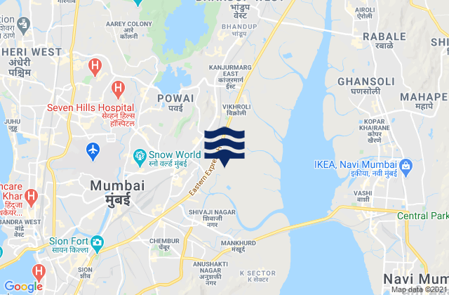 Mumbai, Indiaの潮見表地図