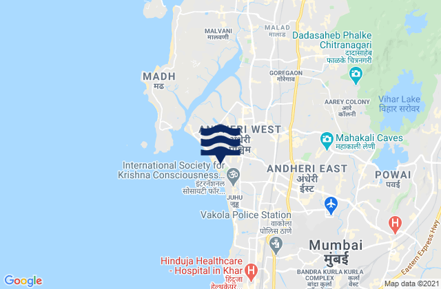 Mumbai Suburban, Indiaの潮見表地図
