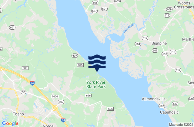 Mumfort Islands, York River, United Statesの潮見表地図