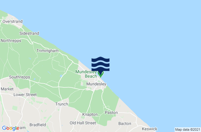 Mundesley Beach, United Kingdomの潮見表地図