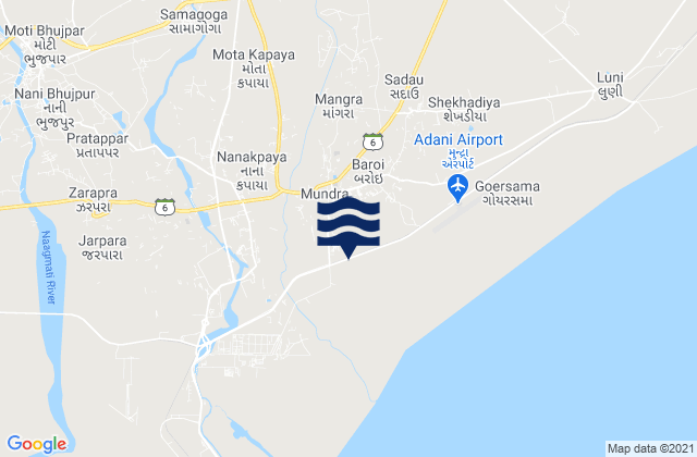 Mundra, Indiaの潮見表地図