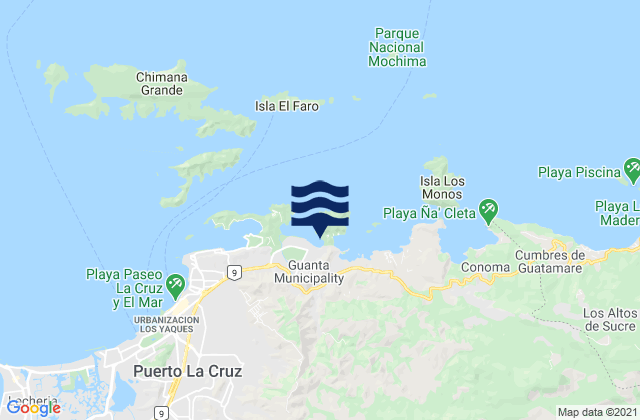 Municipio Guanta, Venezuelaの潮見表地図