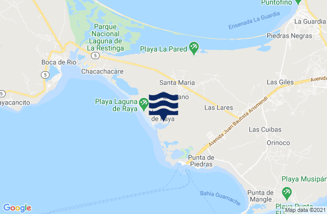 Municipio Tubores, Venezuelaの潮見表地図