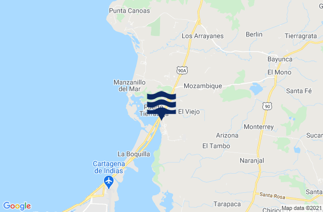 Municipio de Cartagena de Indias, Colombiaの潮見表地図