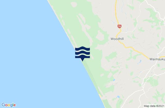 Muriwai Beach, New Zealandの潮見表地図