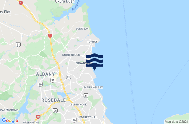Murrays Bay, New Zealandの潮見表地図
