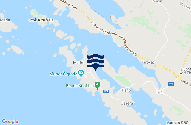 Murter-Kornati, Croatiaの潮見表地図