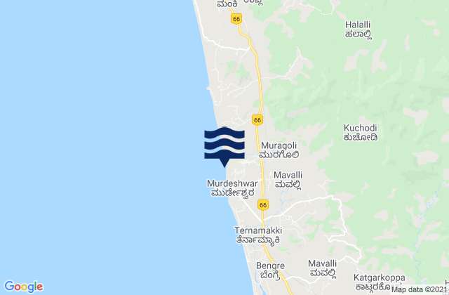 Murudeshwara Beach, Indiaの潮見表地図