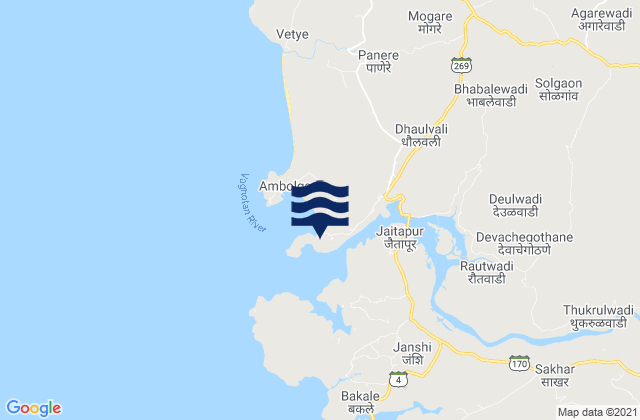 Musakazi Point, Indiaの潮見表地図