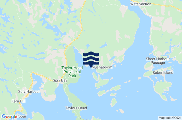 Mushaboom Harbour, Canadaの潮見表地図