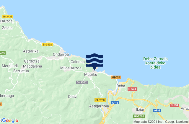 Mutriku, Spainの潮見表地図