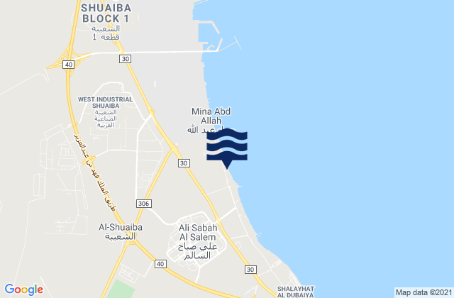 Muḩāfaz̧at al Aḩmadī, Kuwaitの潮見表地図