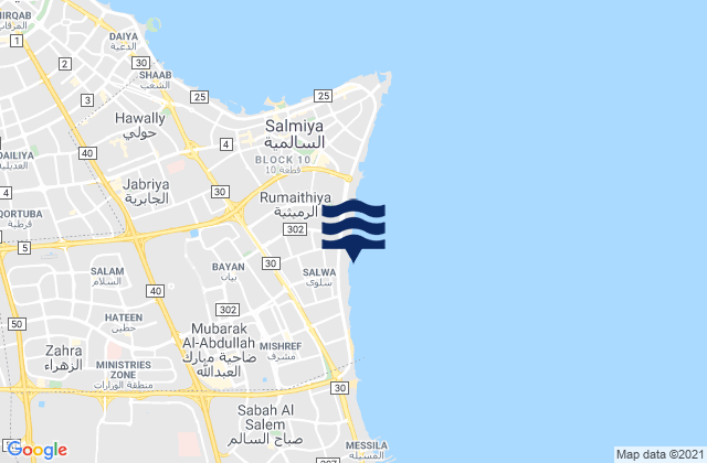 Muḩāfaz̧at Ḩawallī, Kuwaitの潮見表地図