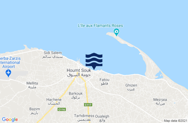 Mu‘tamadīyat Ḩawmat as Sūq, Tunisiaの潮見表地図
