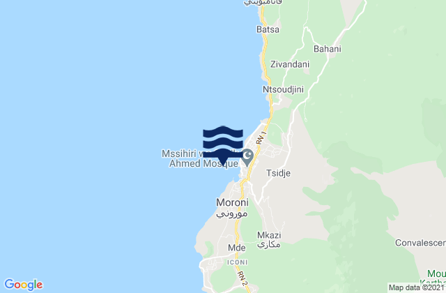 Mvouni, Comorosの潮見表地図
