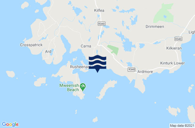 Mweenish Bay, Irelandの潮見表地図