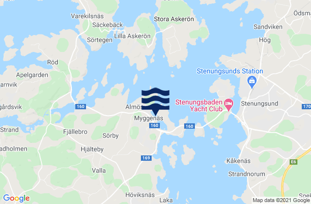 Myggenäs, Swedenの潮見表地図