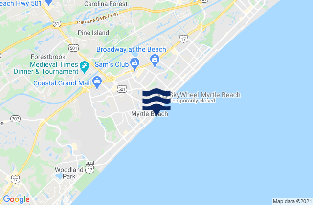 Myrtle Beach, United Statesの潮見表地図