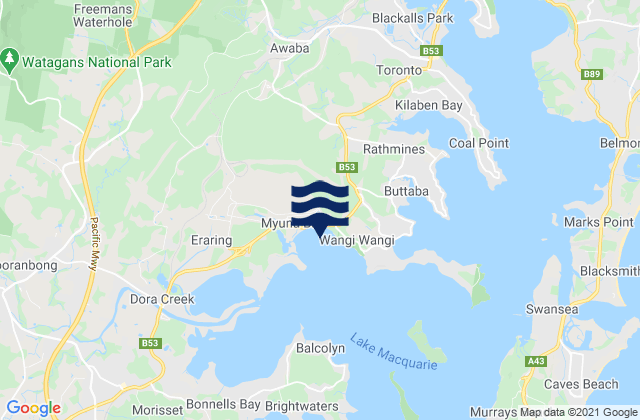 Myuna Bay, Australiaの潮見表地図