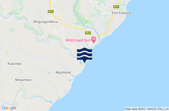 Mzamba Beach, South Africaの潮見表地図