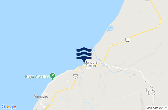 Máncora, Peruの潮見表地図