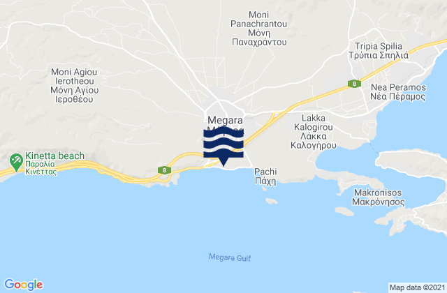 Mégara, Greeceの潮見表地図
