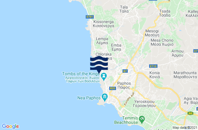 Mésa Chorió, Cyprusの潮見表地図