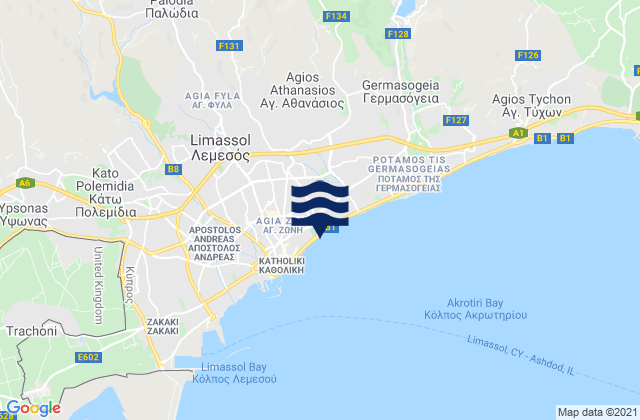 Mésa Geitoniá, Cyprusの潮見表地図