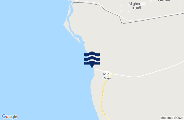 Mīdī, Yemenの潮見表地図